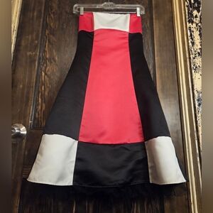Vntg90s Jessica McClintock Gunne Sax Red Black White Colorblock Party Prom Dress